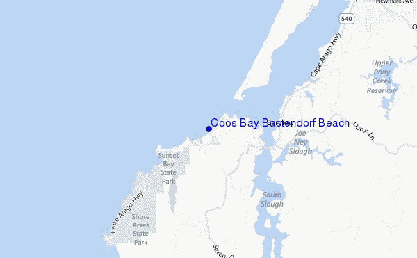 Coos Bay Bastendorf Beach location map