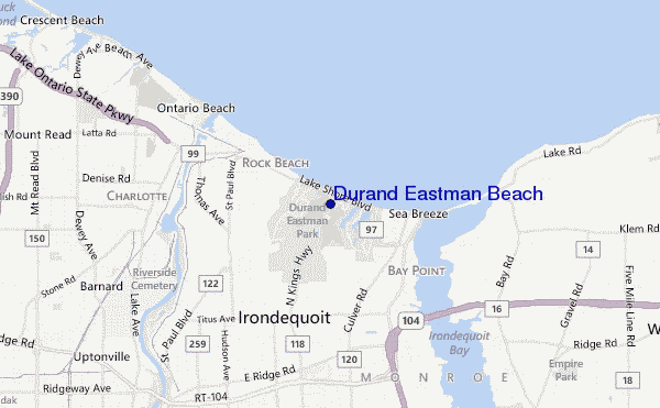 Durand Eastman Beach location map