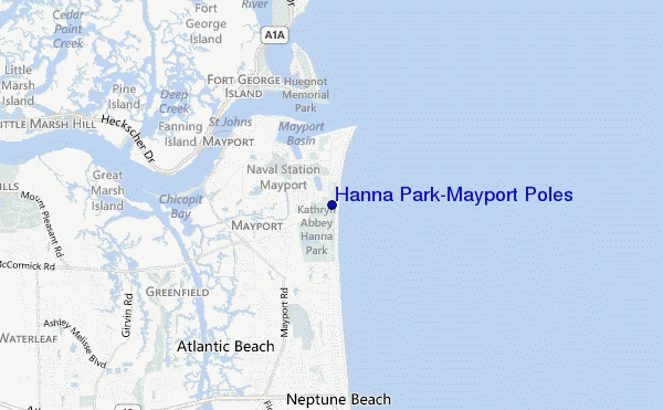 Hanna Park/Mayport Poles location map