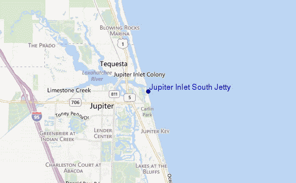 Jupiter Inlet South Jetty location map