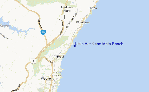 Little Austi and Main Beach location map
