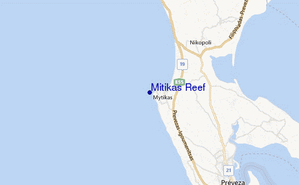 Mitikas Reef location map