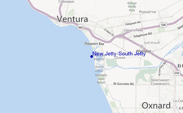 New Jetty/South Jetty location map