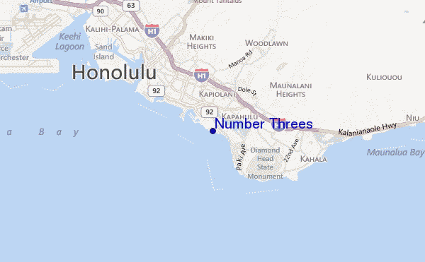 Number Threes location map