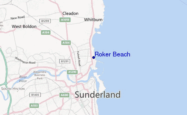 Roker Beach location map