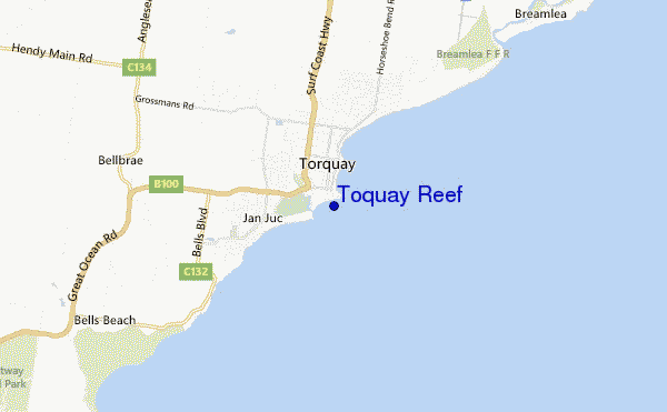 Toquay Reef location map