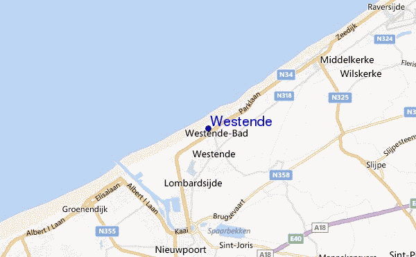 Westende location map