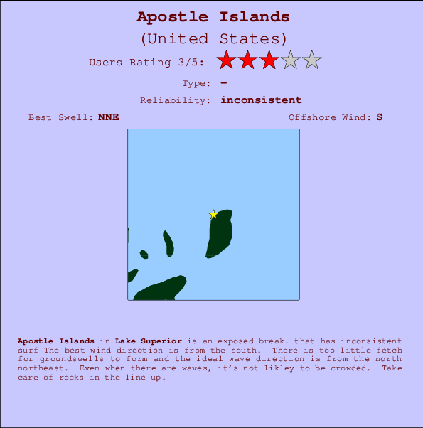 Apostle Islands Carte et Info des Spots