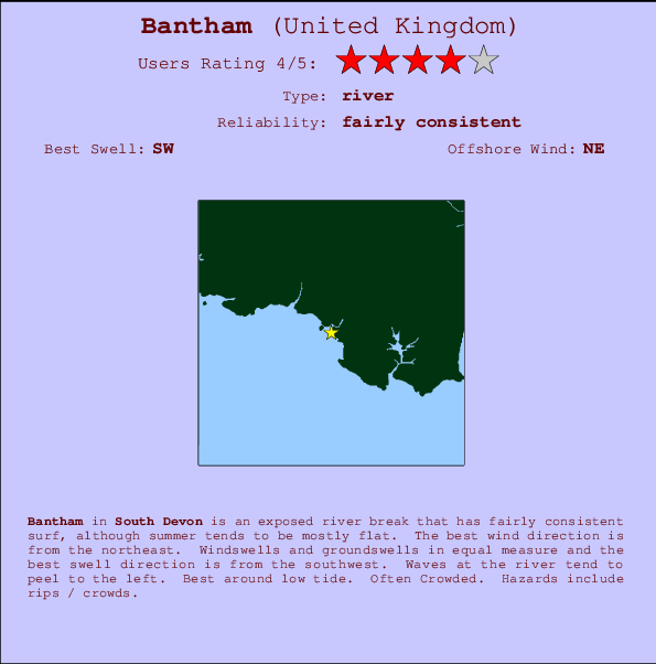 Bantham Carte et Info des Spots
