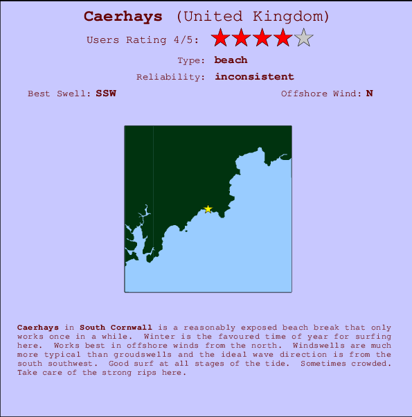 Caerhays Carte et Info des Spots