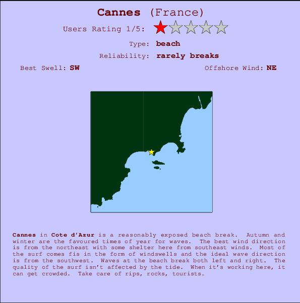 Cannes Carte et Info des Spots