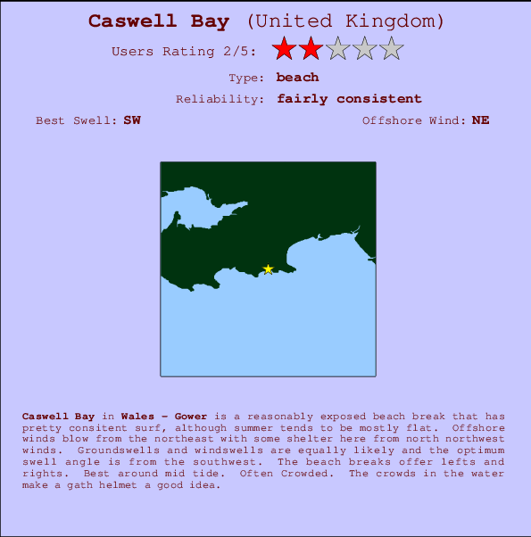 Caswell Bay Carte et Info des Spots