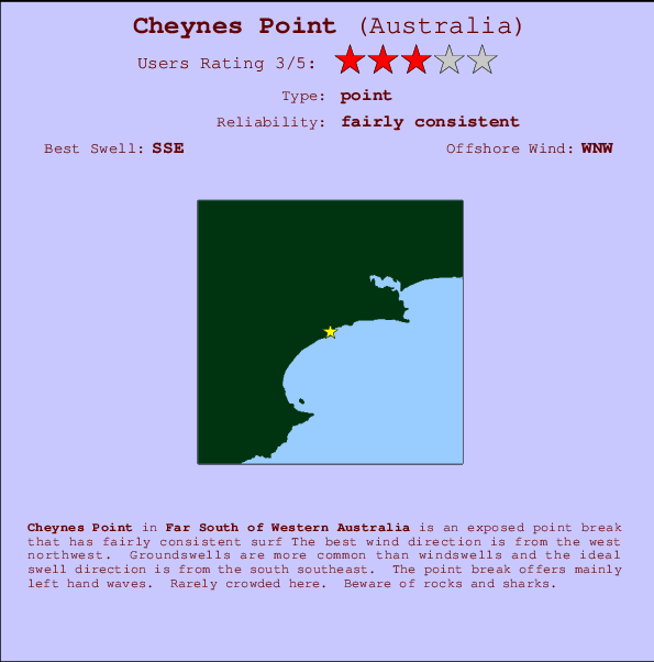 Cheynes Point Carte et Info des Spots