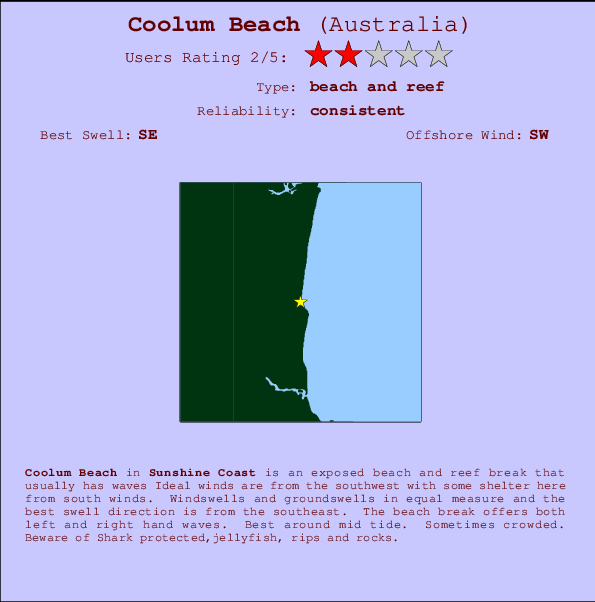 Coolum Beach Carte et Info des Spots