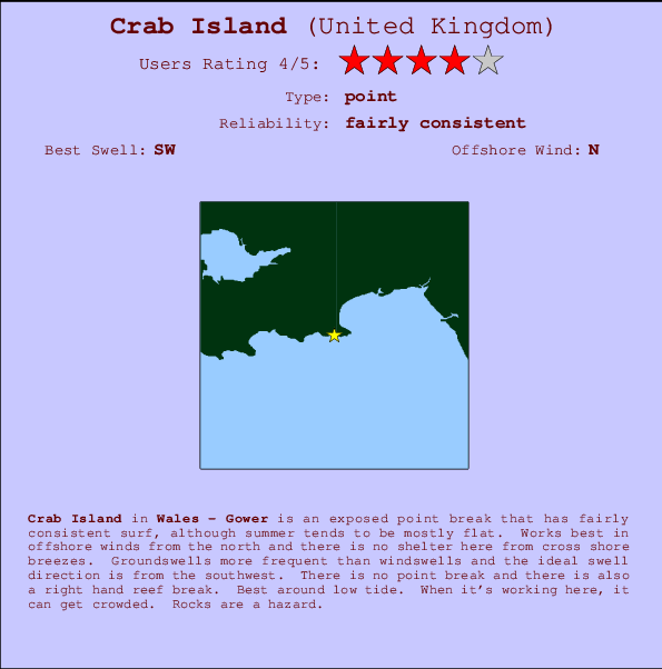 Crab Island Carte et Info des Spots