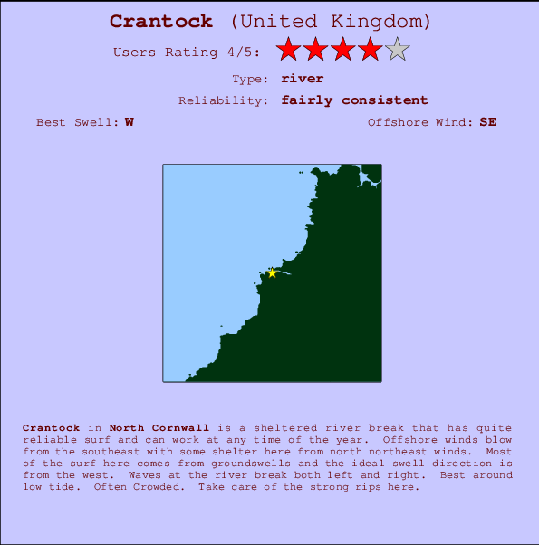 Crantock Carte et Info des Spots
