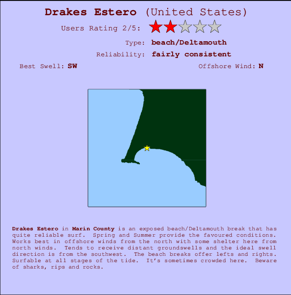 Drakes Estero Carte et Info des Spots
