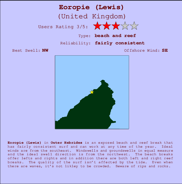 Eoropie (Lewis) Carte et Info des Spots