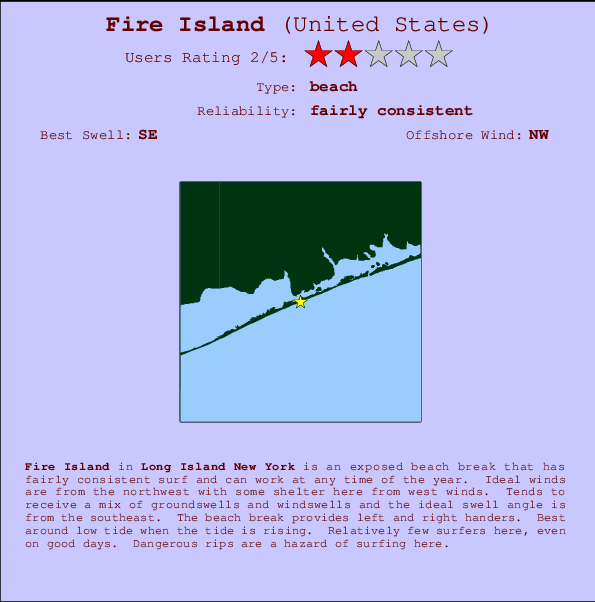 Fire Island Carte et Info des Spots