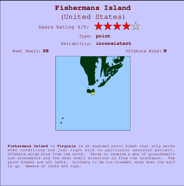 Fishermans Island Carte et Info des Spots