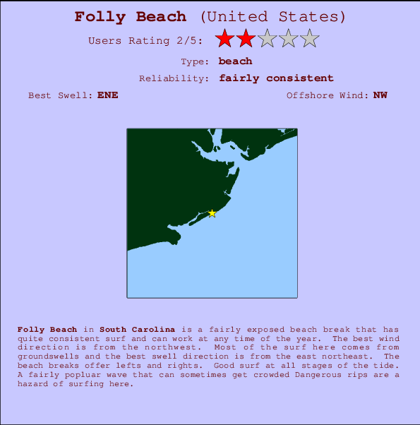Folly Beach Carte et Info des Spots