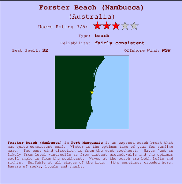 Forster Beach (Nambucca) Carte et Info des Spots