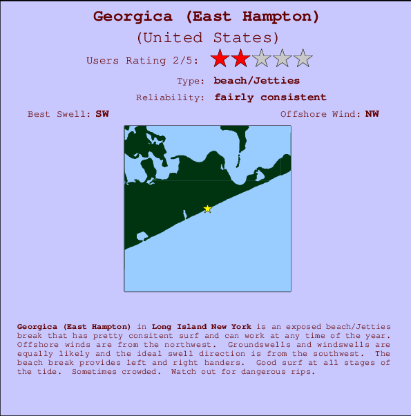 Georgica (East Hampton) Carte et Info des Spots