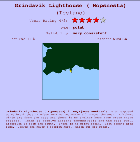 Grindavik Lighthouse ( Hopsnesta) Carte et Info des Spots