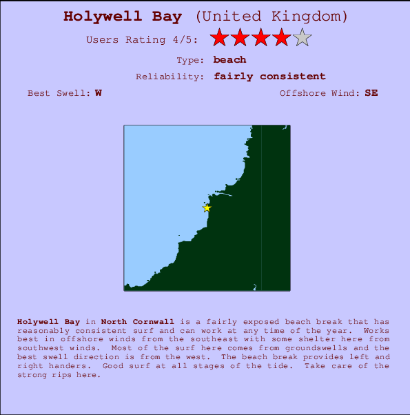 Holywell Bay Carte et Info des Spots