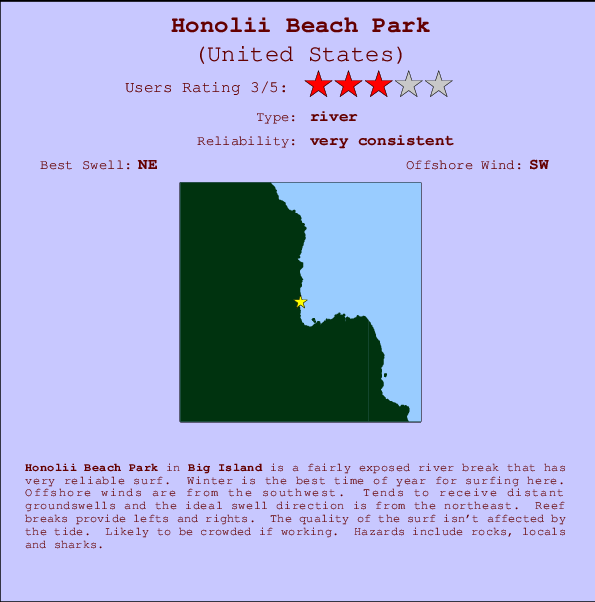 Honolii Beach Park Carte et Info des Spots