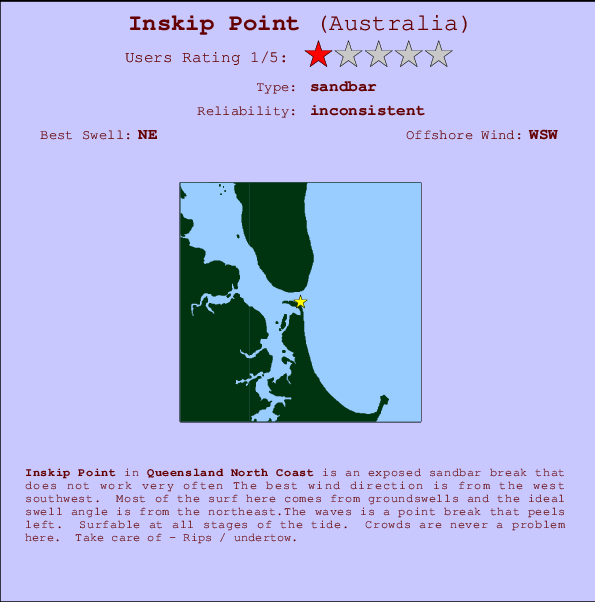 Inskip Point Carte et Info des Spots