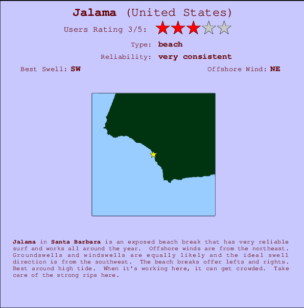 Jalama Carte et Info des Spots