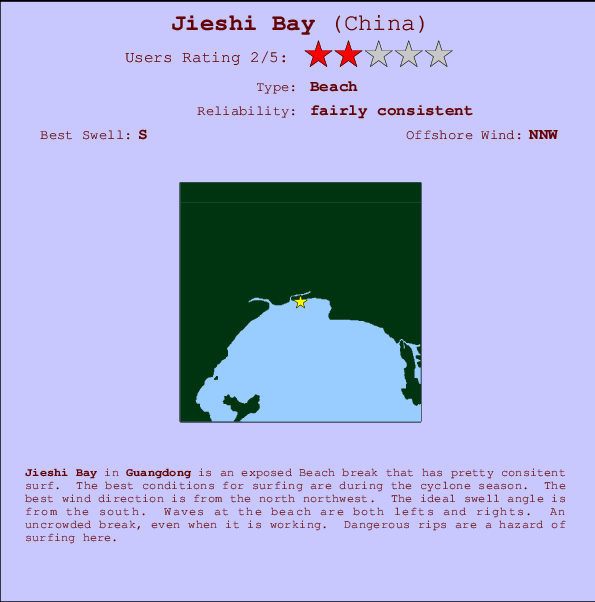 Jieshi Bay Carte et Info des Spots