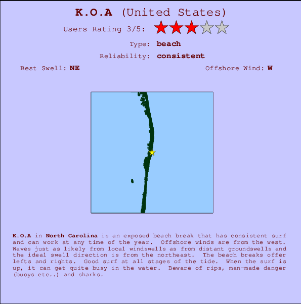 K.O.A Carte et Info des Spots