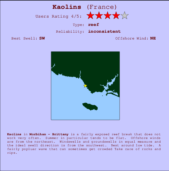Kaolin Carte et Info des Spots