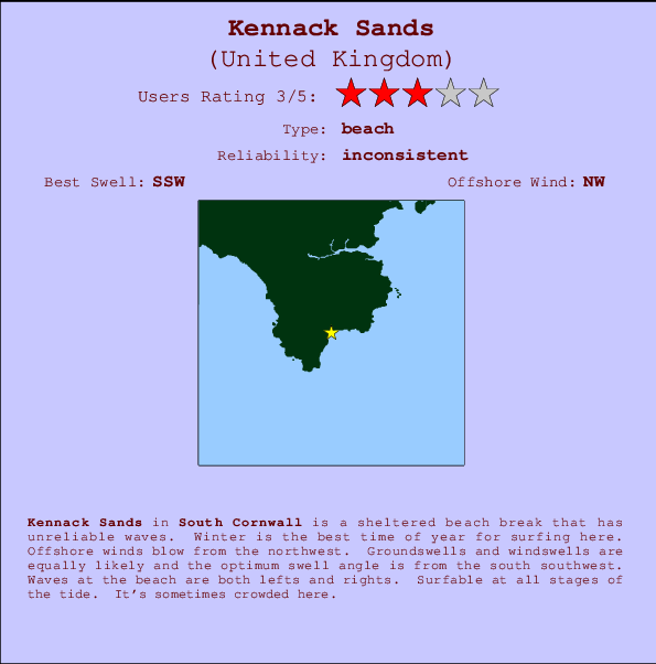 Kennack Sands Carte et Info des Spots