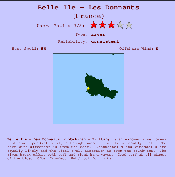 Belle Ile - Les Donnants Carte et Info des Spots