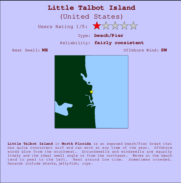 Little Talbot Island Carte et Info des Spots