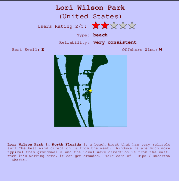 Lori Wilson Park Prévisions de Surf et Surf Report (Florida - North, USA)