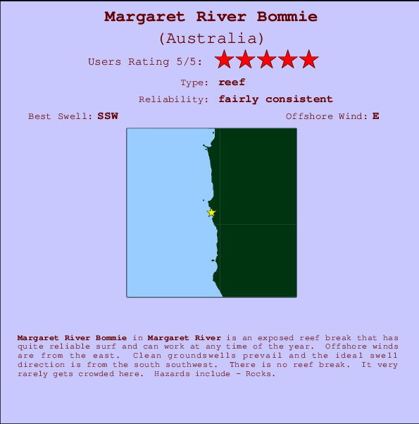 Margaret River Bommie Carte et Info des Spots