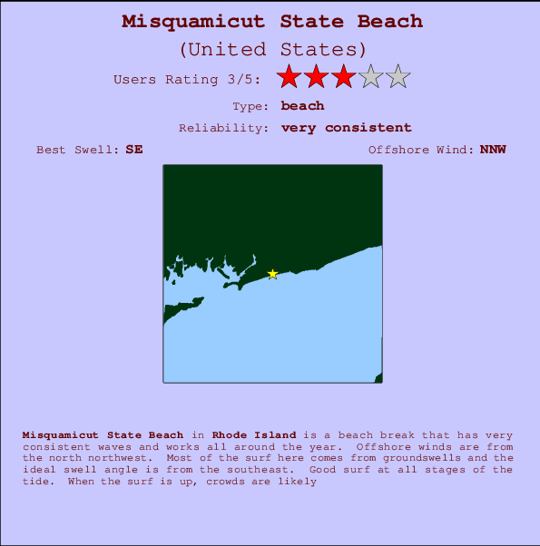 Misquamicut State Beach Carte et Info des Spots