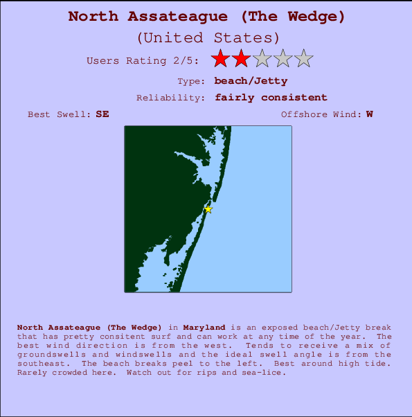 North Assateague (The Wedge) Carte et Info des Spots