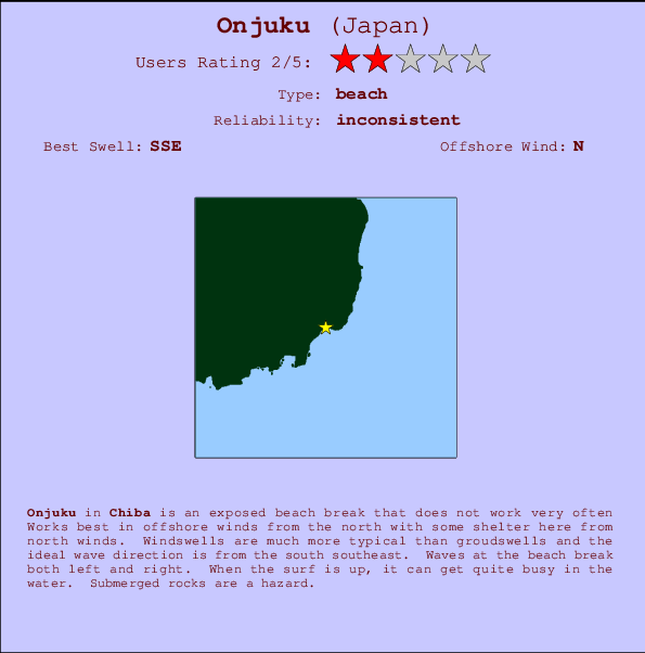 Onjuku Carte et Info des Spots