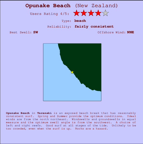 Opunake Beach Carte et Info des Spots