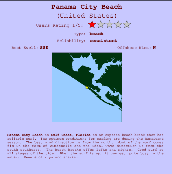 Panama City Beach Carte et Info des Spots