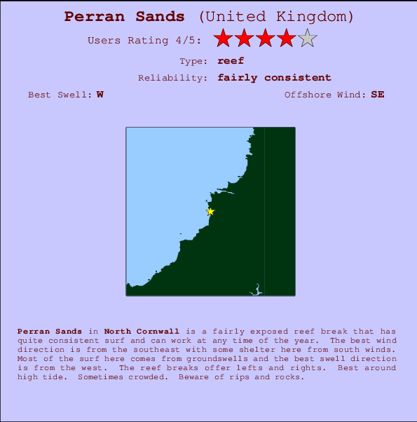 Perran Sands Carte et Info des Spots
