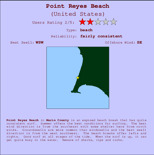 Point Reyes Beach Carte et Info des Spots