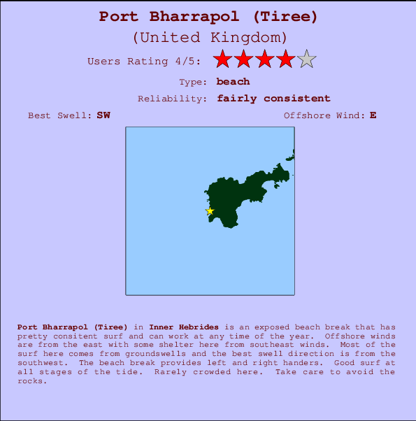 Port Bharrapol (Tiree) Carte et Info des Spots