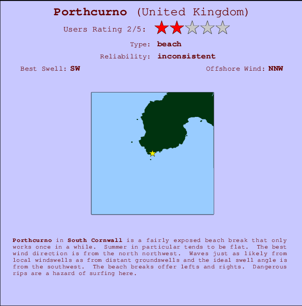 Porthcurno Carte et Info des Spots