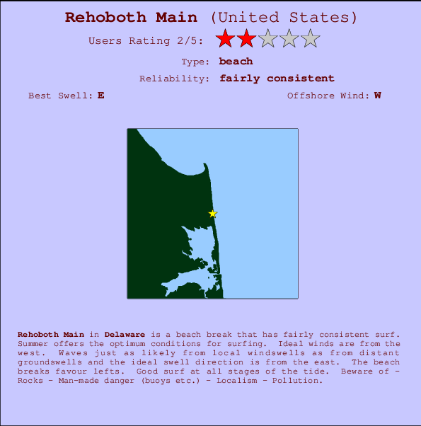 Rehoboth Main Carte et Info des Spots